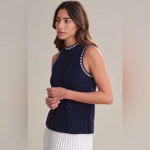 DEMI Contrasting Tipping Cable Tank NWOT dark blue multi